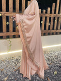 Butterfly Satin Abaya Set 2 Pieces With Inner Dress