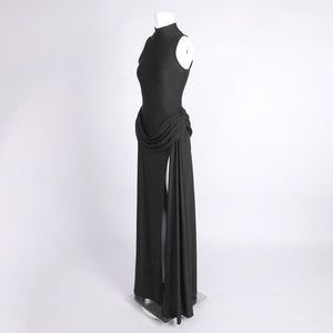 Aurohaya Selyra High-Neck Ruched Maxi Dress