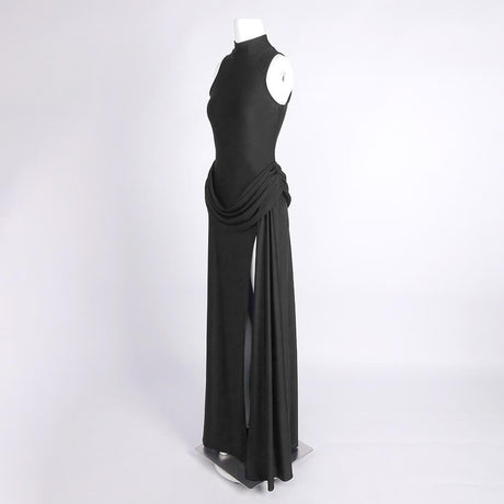 Aurohaya Selyra High-Neck Ruched Maxi Dress