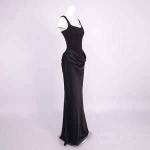 Hortense Square Neck Corset Maxi Dress / Black