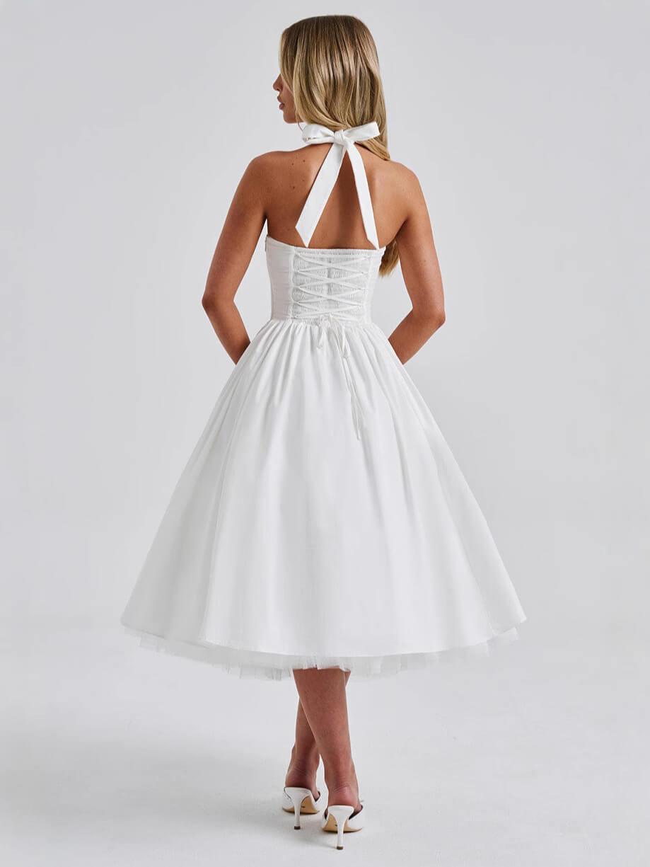 Aurohaya Margaux Halter Neck Midi Dress