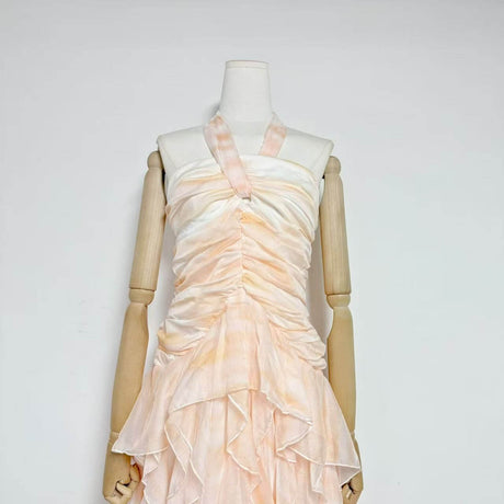 Aurohaya Mila Ruffle Halter Maxi Dress