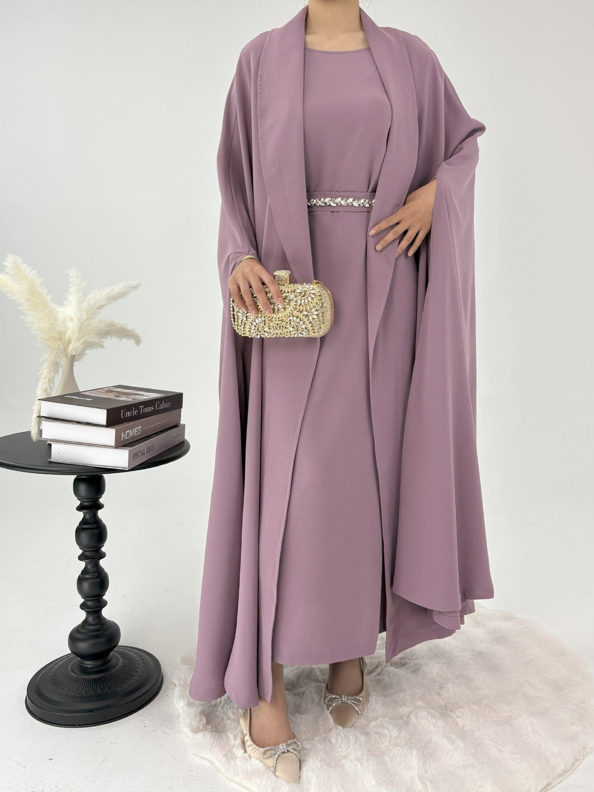Purple Two Piece Set Abaya