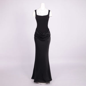 Hortense Square Neck Corset Maxi Dress / Black