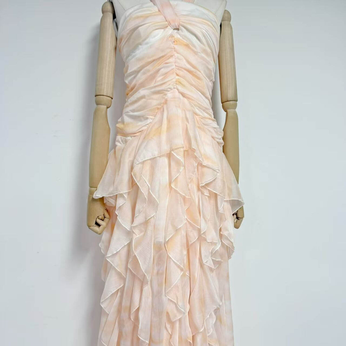 Aurohaya Mila Ruffle Halter Maxi Dress