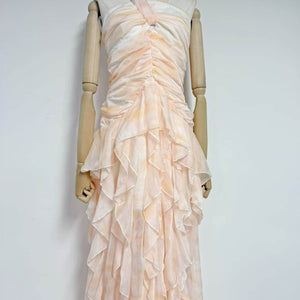 Aurohaya Mila Ruffle Halter Maxi Dress