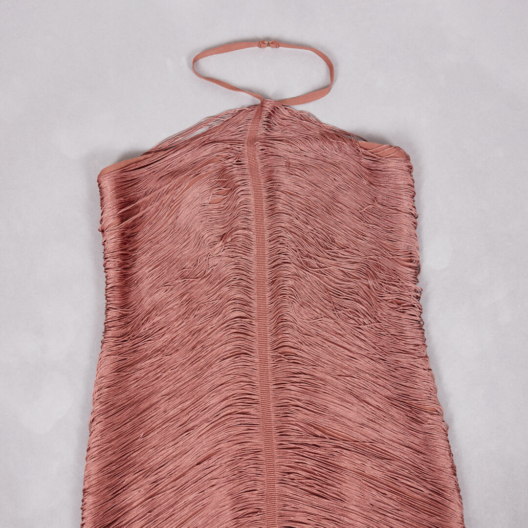 Aurohaya Jade Ruched Halter Neck Maxi Dress