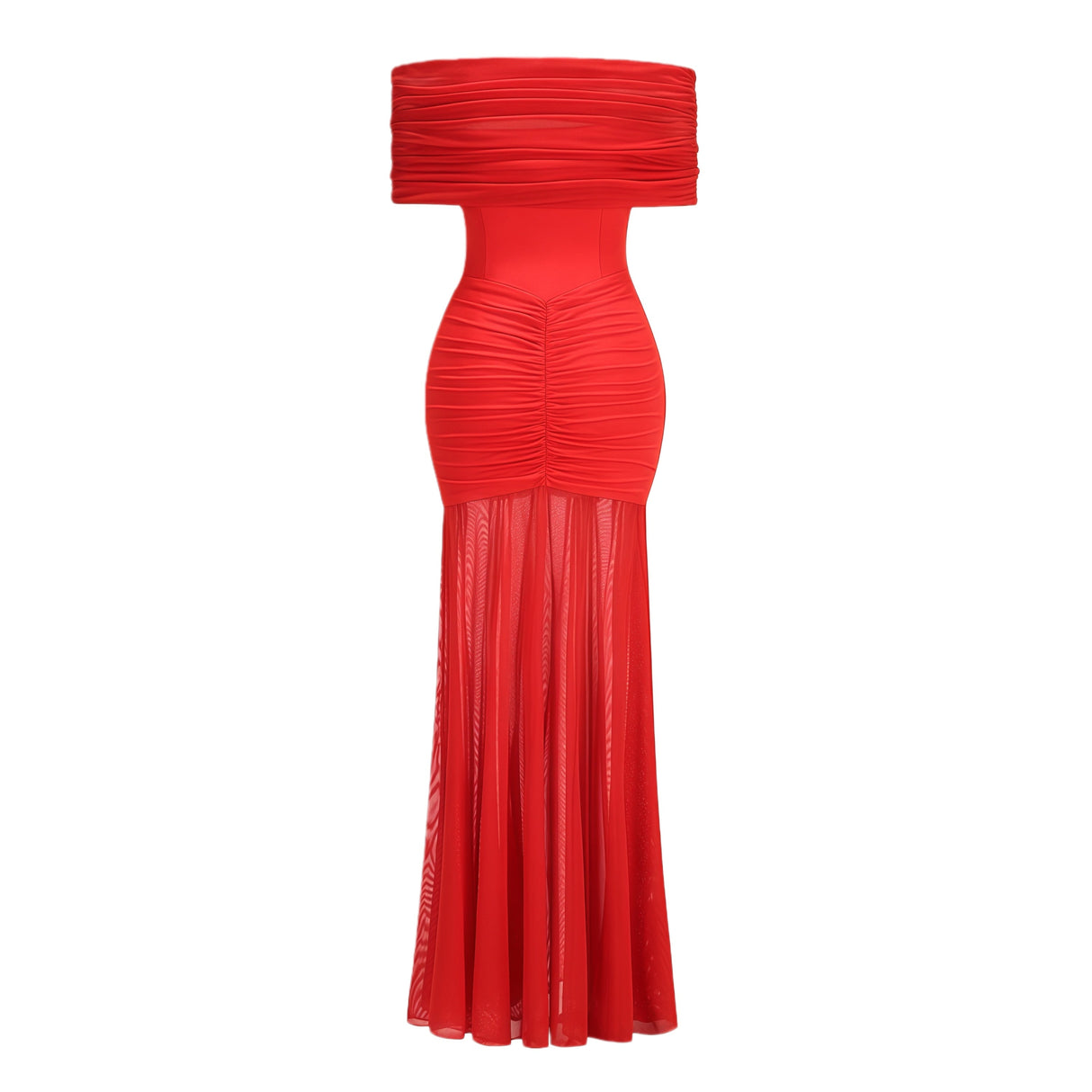 Aurohaya Ninon tulle-panel smocked maxi dress
