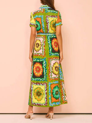 Aurohaya Special Sunflower Print Midi Dress