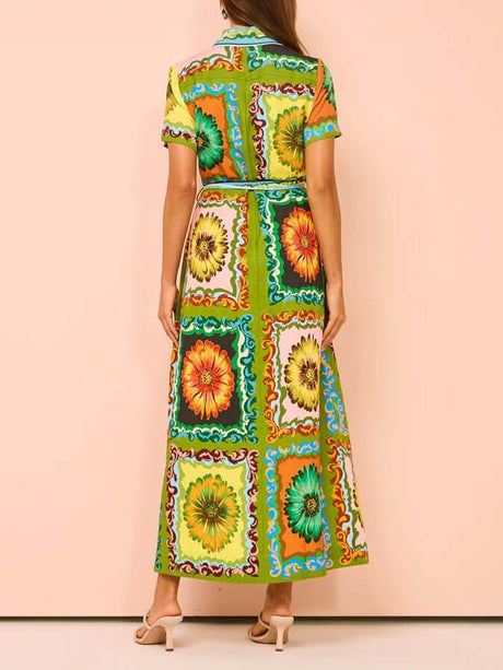 Aurohaya Special Sunflower Print Midi Dress