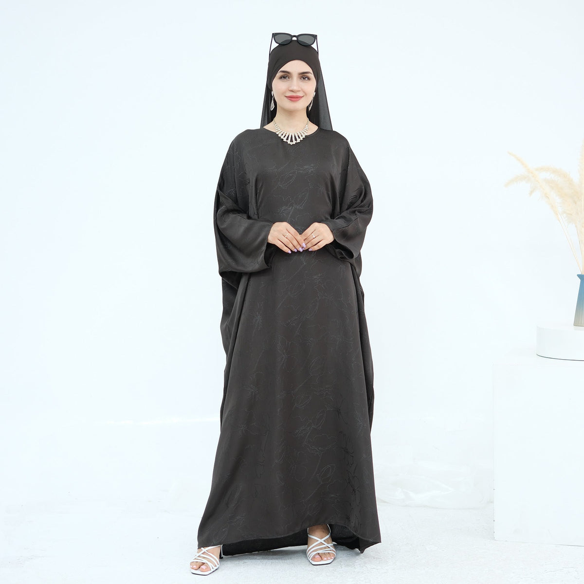 Jacquard Fashion Dress Abaya with Hijab