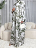 Ink-wash Printed Cardigan Abaya