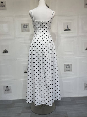 Aurohaya Madeleine Polka Dot Square Neck A-Line Maxi Dress