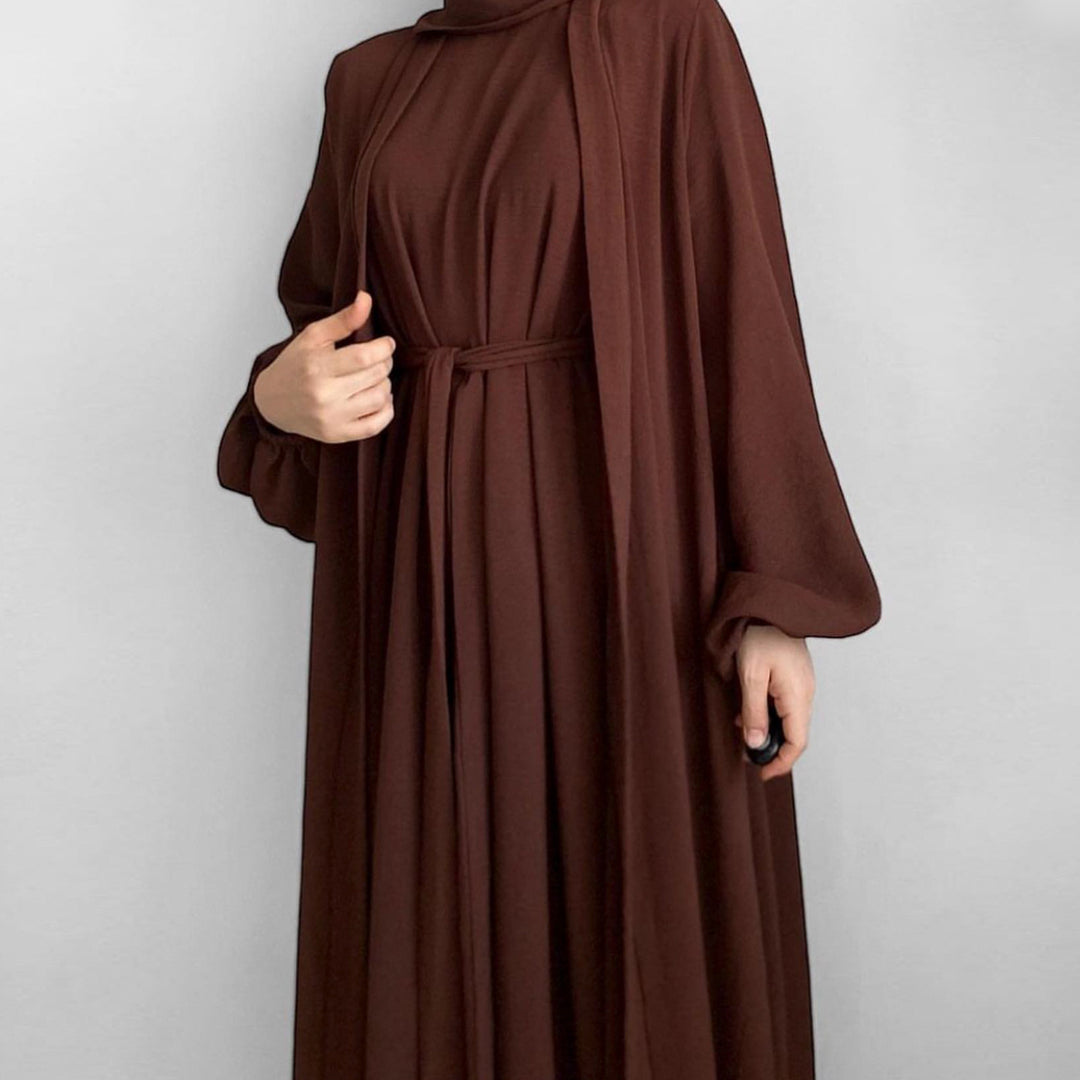 Luxury Robe Cardigan Abaya 3-Piece Set