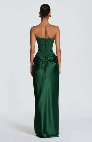 Aurohaya Coline Elegant Strapless Satin Maxi Dress