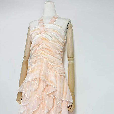 Aurohaya Mila Ruffle Halter Maxi Dress