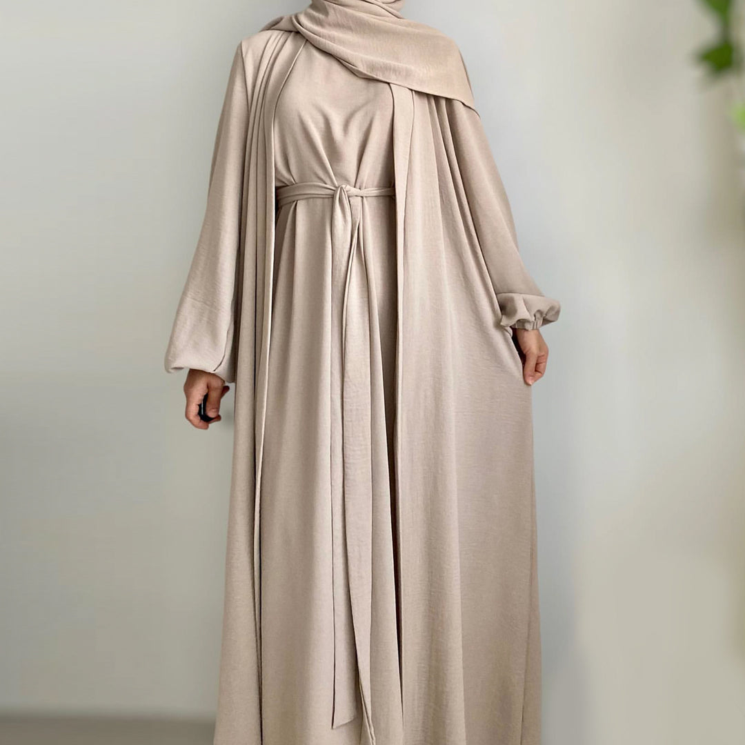 Luxury Robe Cardigan Abaya 3-Piece Set