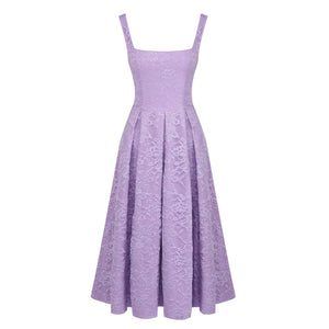 Subtilité Square Neck Lace Midi Dress