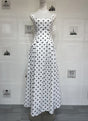 Aurohaya Madeleine Polka Dot Square Neck A-Line Maxi Dress White
