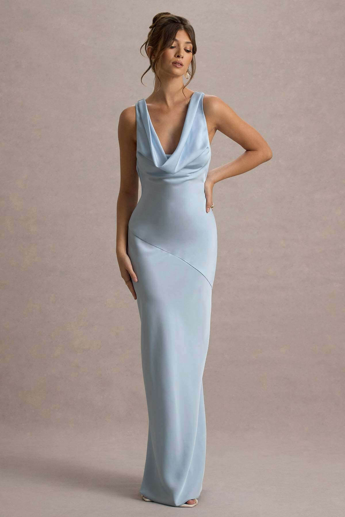 Élodie Satin Cowl-Neck Slip Maxi Dress