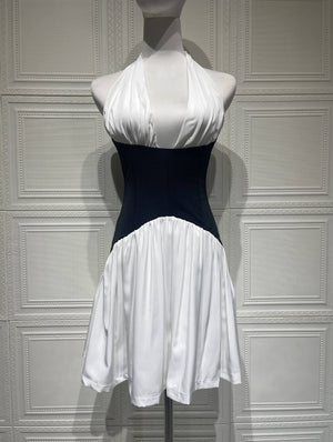 Aurohaya Thérèse Halter Neck Color Block Dress