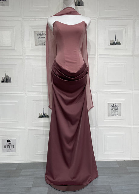 Aurohaya Coline Elegant Strapless Satin Maxi Dress