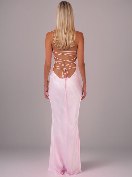 Aurohaya Inès Satin Halter Maxi Dress