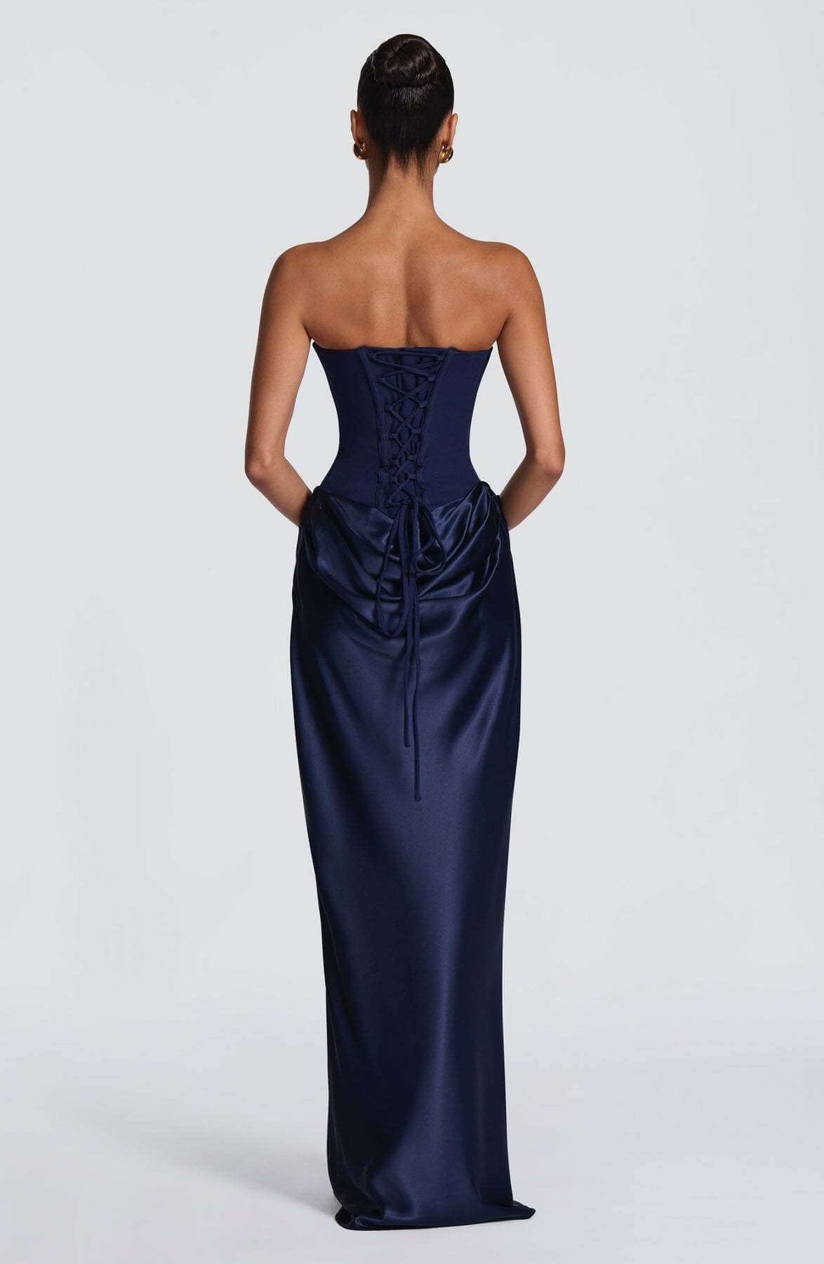 Aurohaya Coline Elegant Strapless Satin Maxi Dress