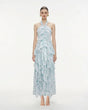 Aurohaya Mila Ruffle Halter Maxi Dress BLUE