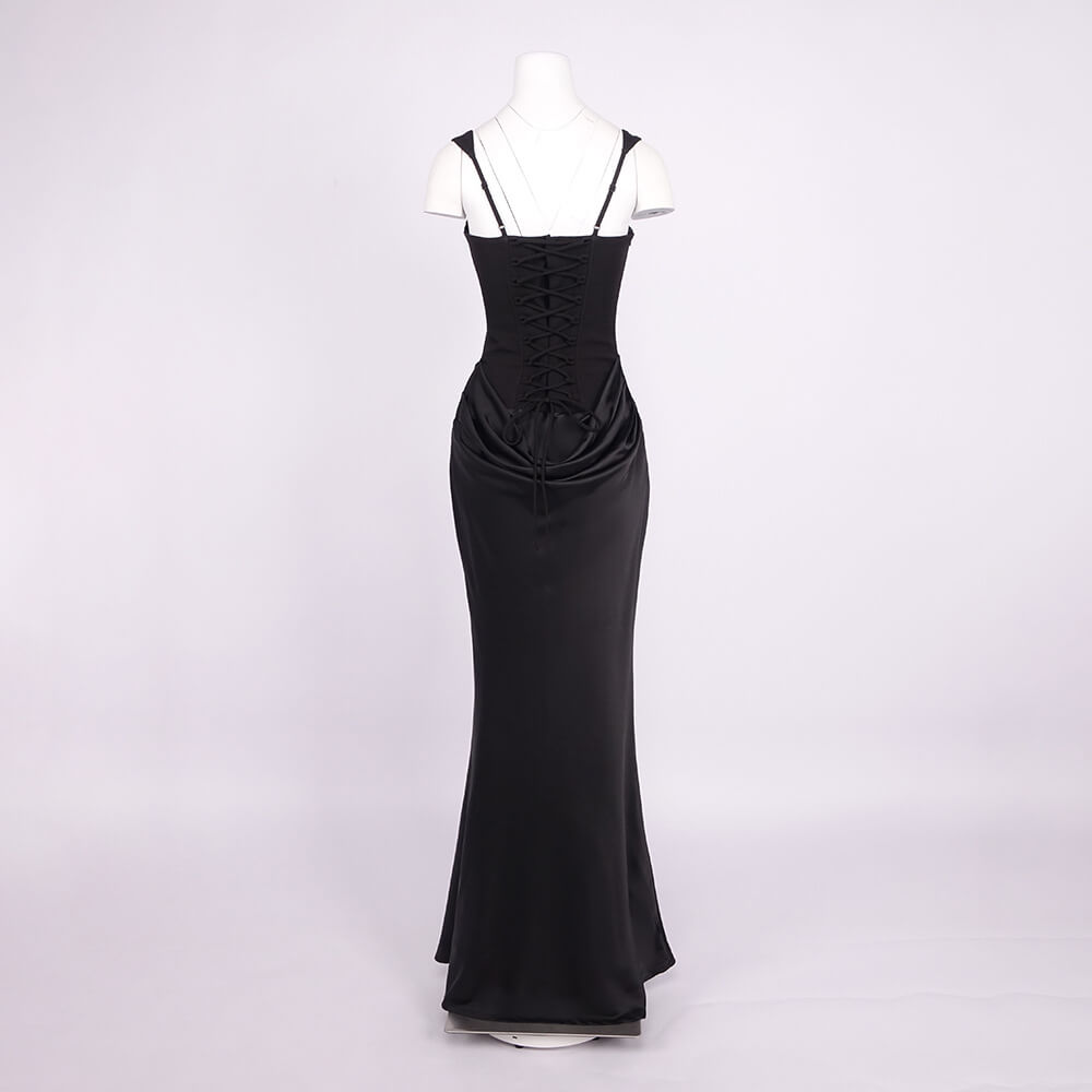 Hortense Square Neck Corset Maxi Dress / Black
