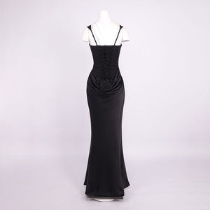 Hortense Square Neck Corset Maxi Dress / Black