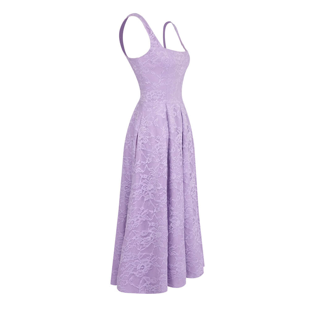 Subtilité Square Neck Lace Midi Dress