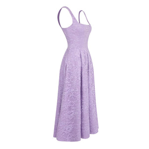 Subtilité Square Neck Lace Midi Dress