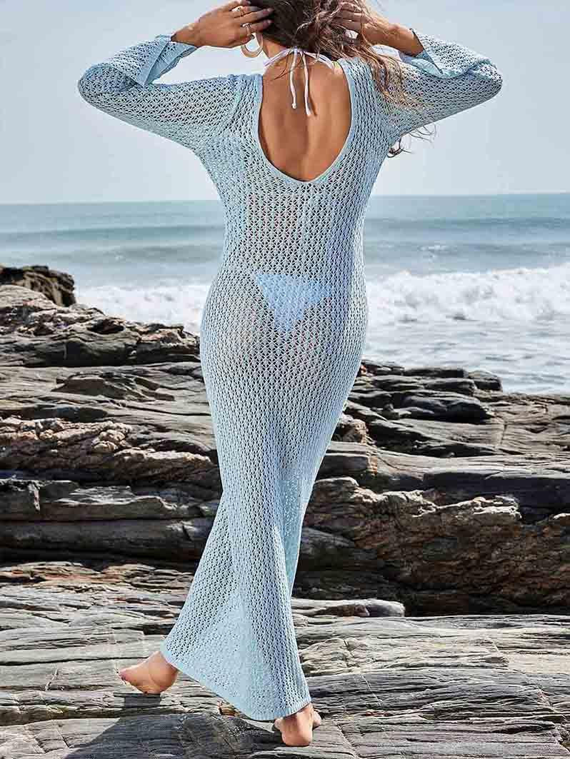 Aurohaya Casual Beach Swimsuit Cover Up Maxi Dress