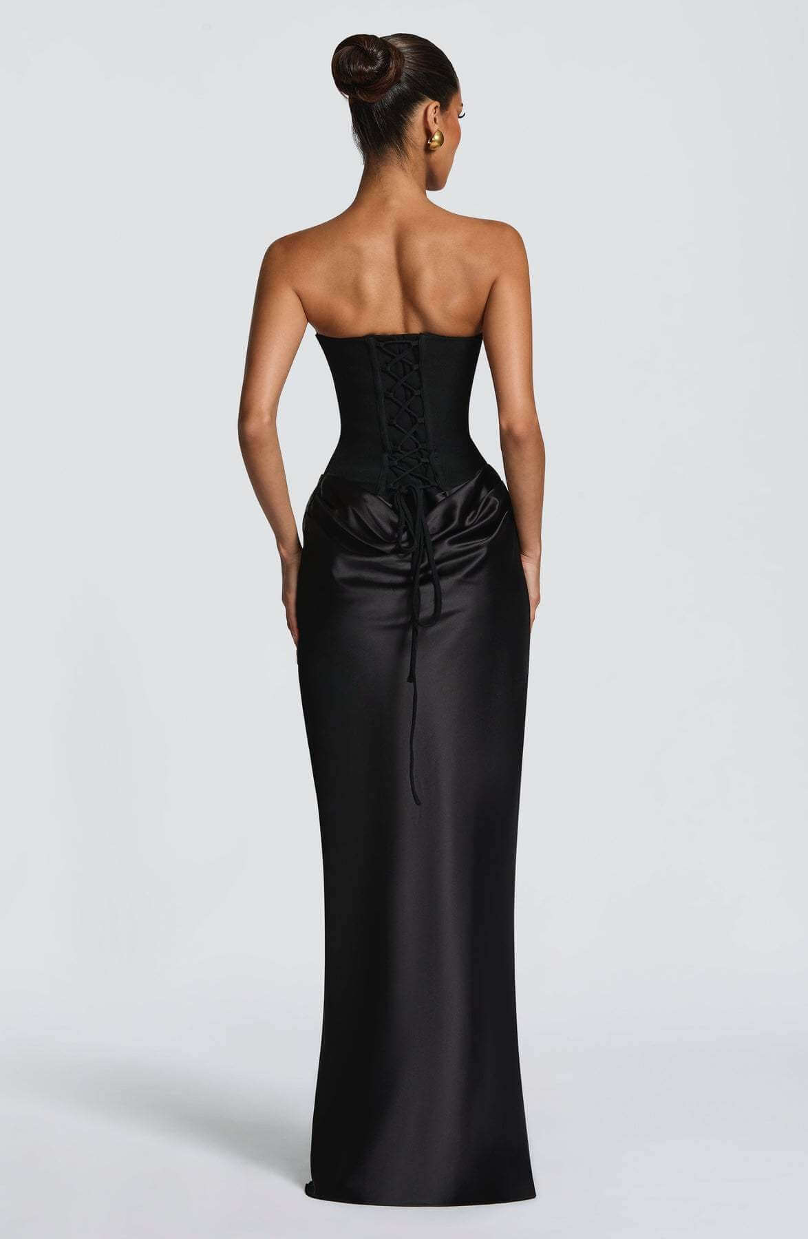 Aurohaya Coline Elegant Strapless Satin Maxi Dress