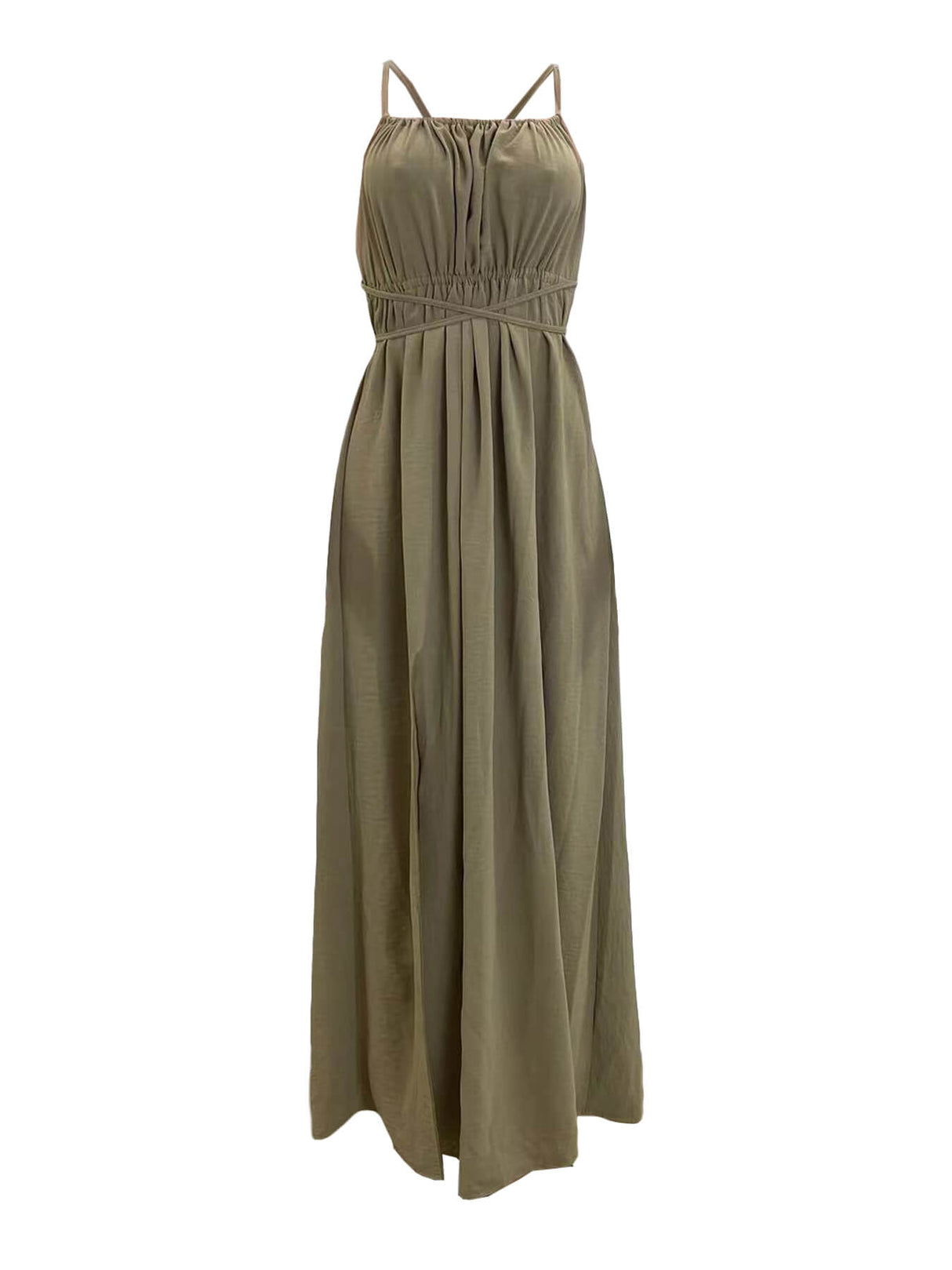 Aurohaya Tube Top Lace Up Side Slit Dress