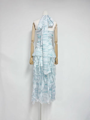 Aurohaya Mila Ruffle Halter Maxi Dress