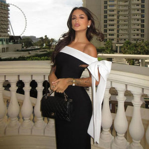 Aurohaya Inès One Shoulder Elegant Midi Dress