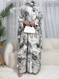 Ink-wash Printed Cardigan Abaya