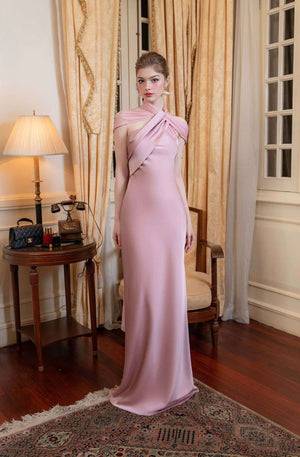 Aurohaya Adeline One-Shoulder Satin Maxi Dress