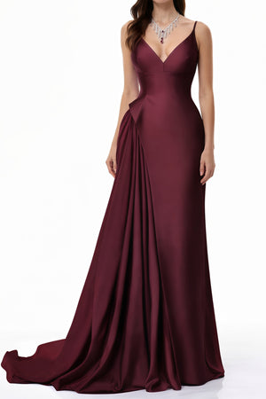 Aurohaya Omphile Red Asymmetrical Ruched Maxi Dress
