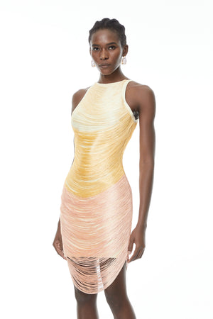Aurohaya Ondine Yellow Ombre Mini Dress