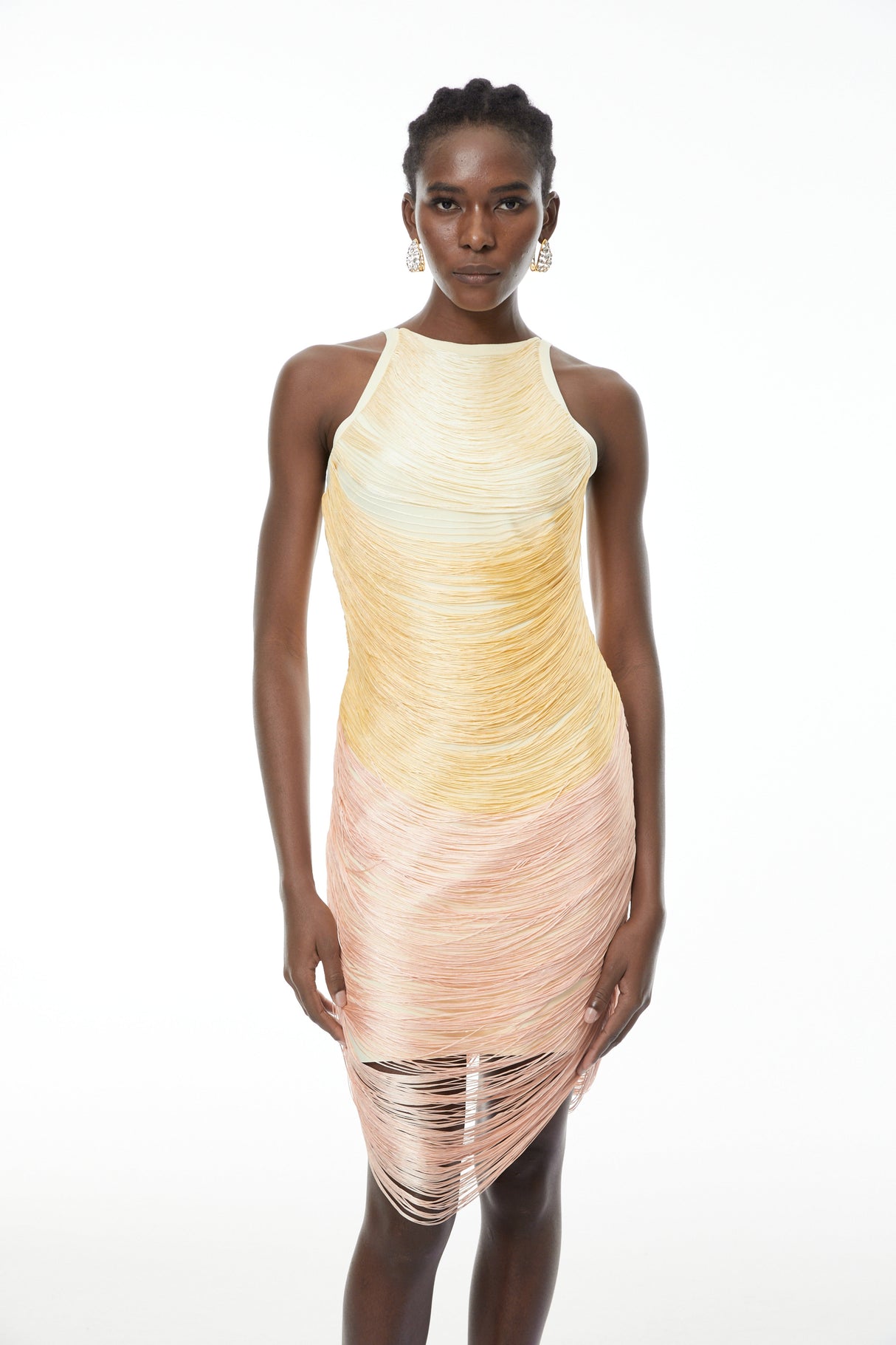 Aurohaya Ondine Yellow Ombre Mini Dress