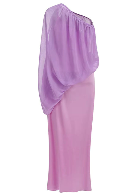 One Shoulder Bubble Maxi Dress Lavender