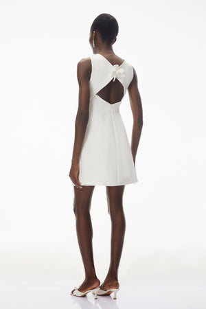 Aurohaya Orli White Mini Dress with 3D Petals