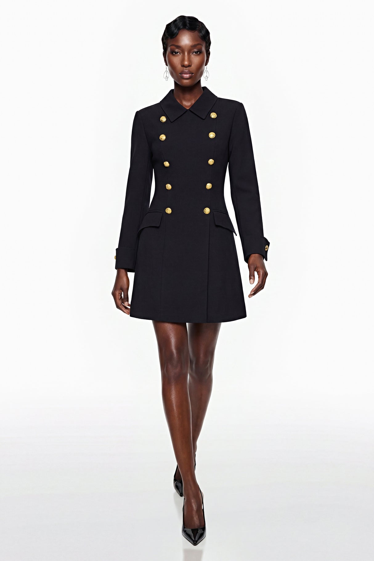 Aurohaya Ottilie Black Mini Dress with Metal Buckles