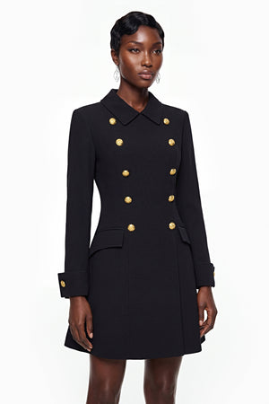 Aurohaya Ottilie Black Mini Dress with Metal Buckles
