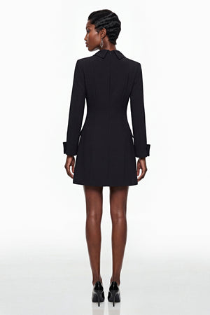 Aurohaya Ottilie Black Mini Dress with Metal Buckles