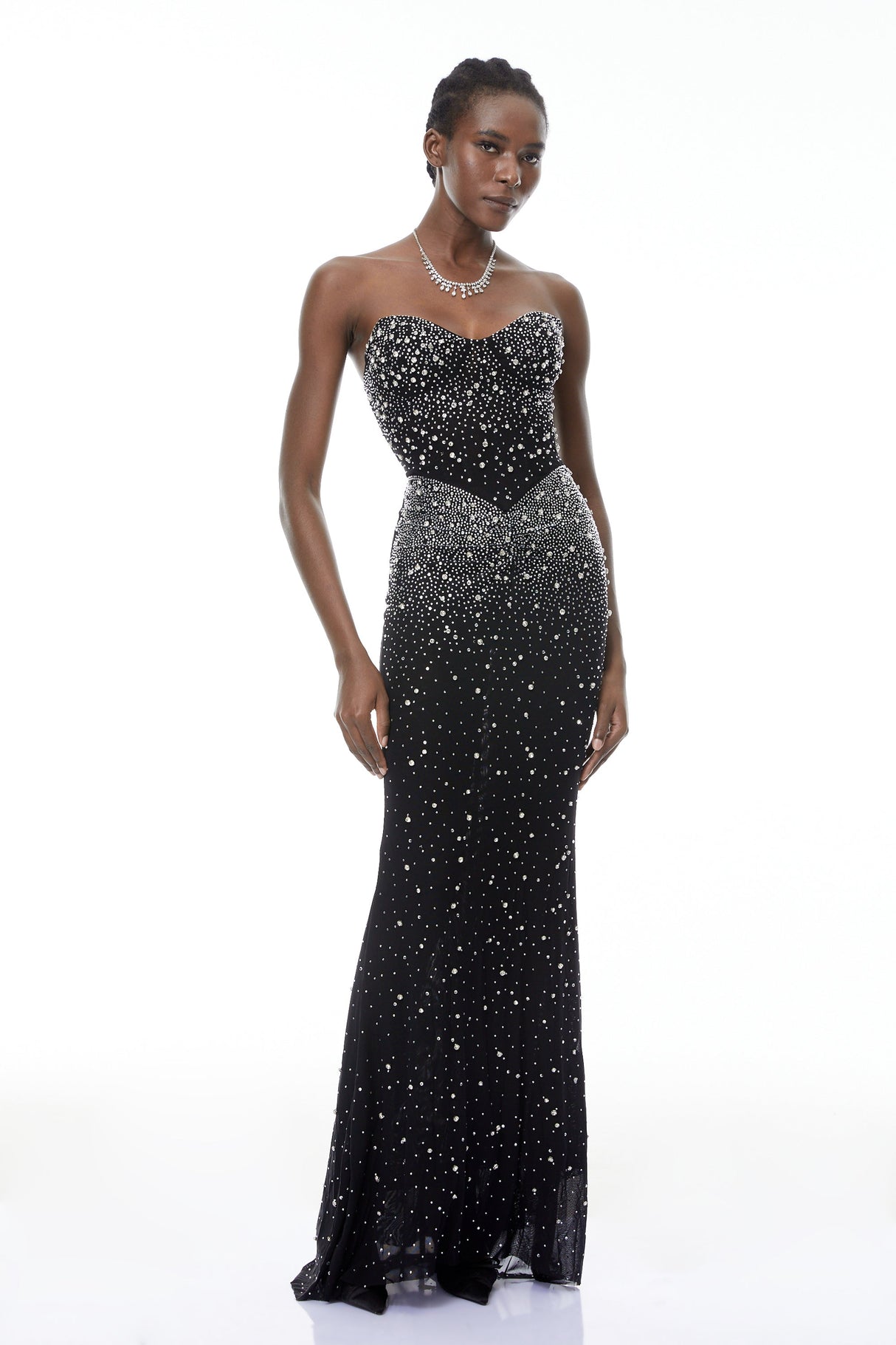 Aurohaya Parker Black Embellished Mermaid Maxi Dress