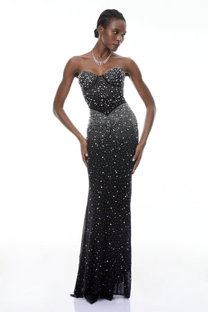 Aurohaya Parker Black Embellished Mermaid Maxi Dress